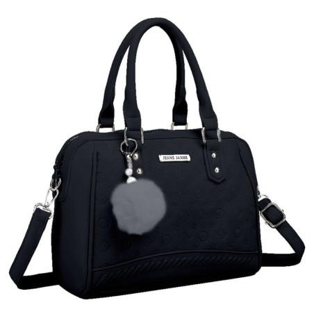 Bolsa Feminina De Mão Média Texturizada Com Pompom