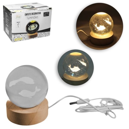 Luminária Globo De Led Decorativo Vidro Com Cabo USB 6x8 CM