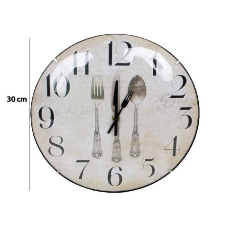 Relógio De Parede Cozinha Estampa Retrô Talheres 30cm