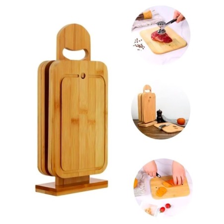 Kit De Tábuas De Corte Para Churrasco Com Suporte De Bambu