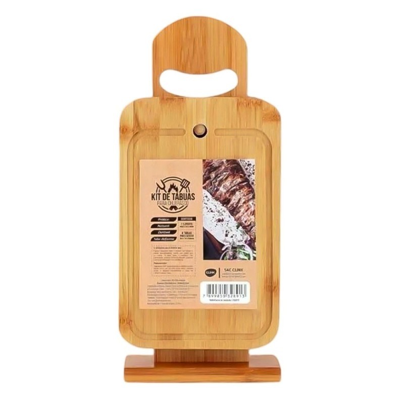 Kit De Tábuas De Corte Para Churrasco Com Suporte De Bambu