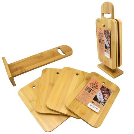 Kit De Tábuas De Corte Para Churrasco Com Suporte De Bambu