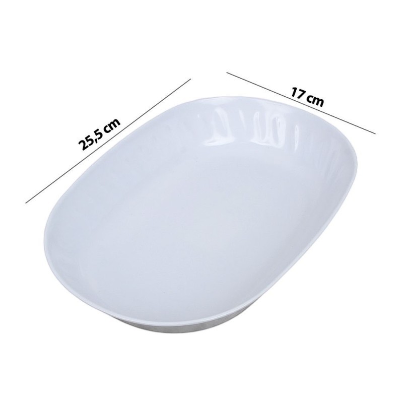 Travessa Oval Branca De Melamina 25,5cm X 17cm