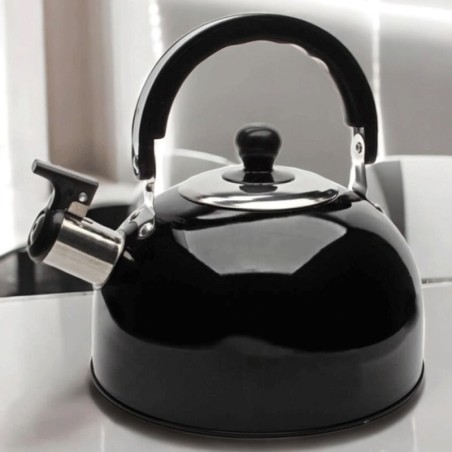 Chaleira Inox Com Apito Preta Metálica 2 Litros