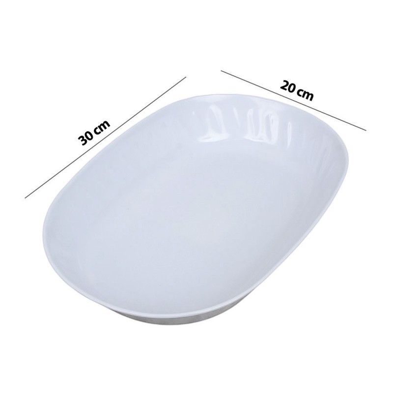 Travessa De Melamina Fundo Branco Oval 4cm x 20cm x 30cm