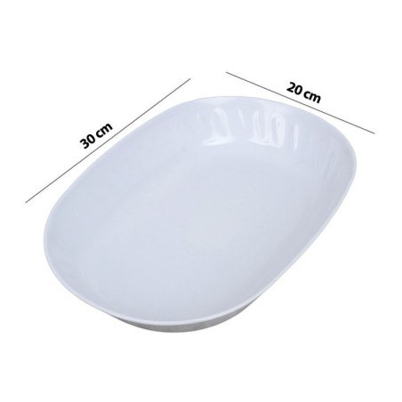 Travessa De Melamina Fundo Branco Oval 4cm x 20cm x 30cm