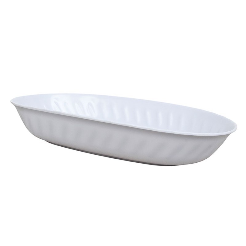 Travessa De Melamina Fundo Branco Oval 4cm x 20cm x 30cm