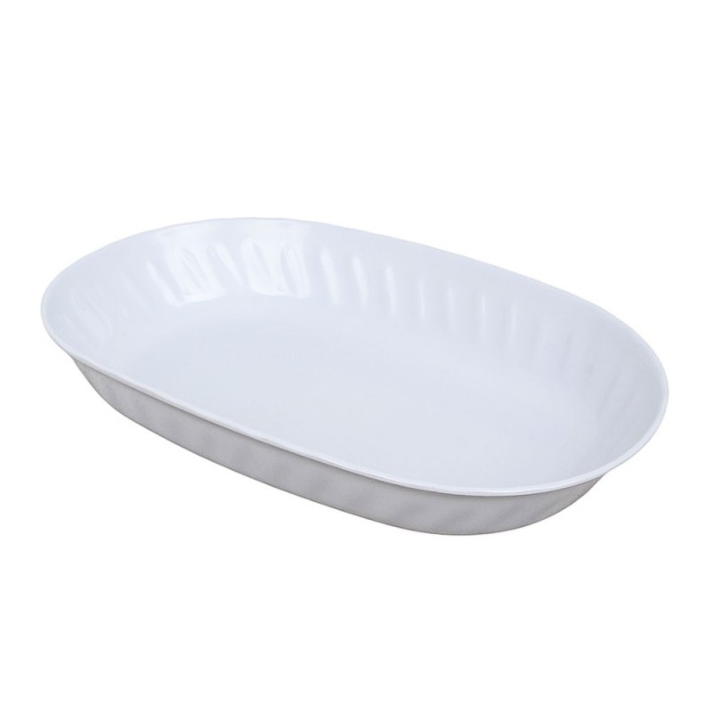 Travessa De Melamina Fundo Branco Oval 4cm x 20cm x 30cm