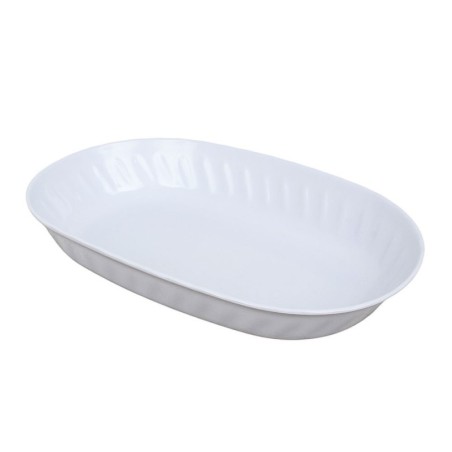 Travessa De Melamina Fundo Branco Oval 4cm x 20cm x 30cm
