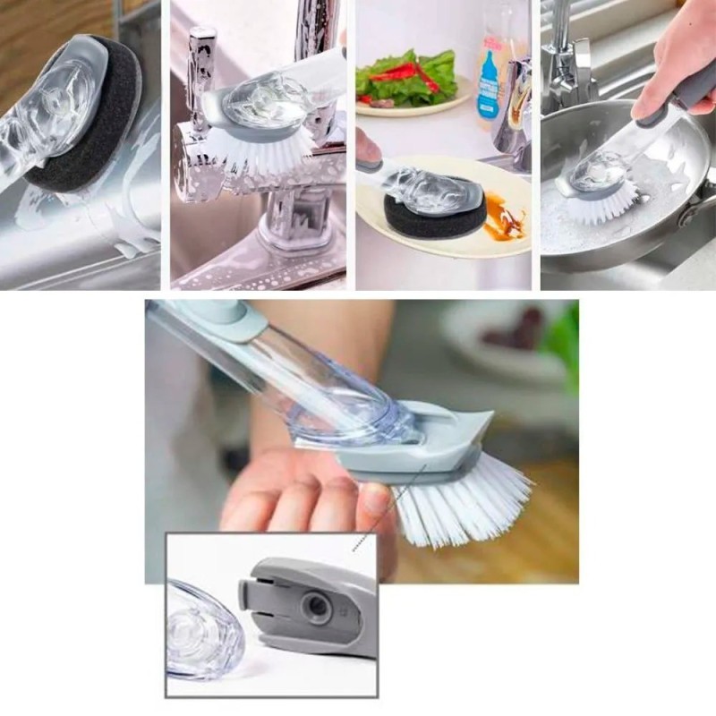 Escova De Limpeza 2 Em 1 Com Dispenser Para Louças - Compre Agora!
