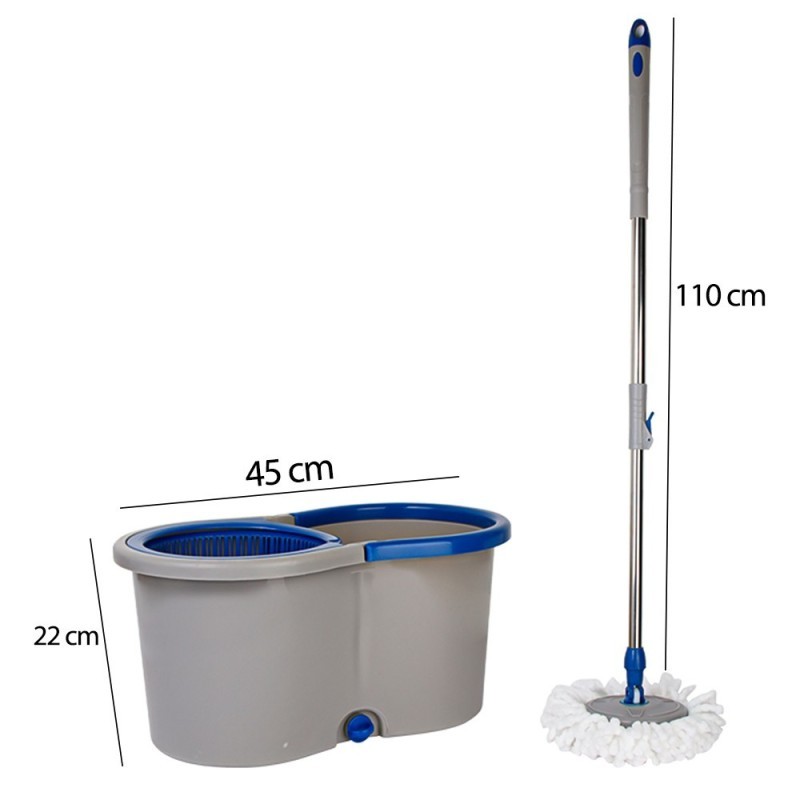 Esfregão Mop Giratório 360° Balde De 13 litros E Cabo Extensível