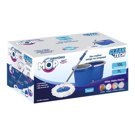 Esfregão Mop Giratório 360° Balde De 13 litros E Cabo Extensível