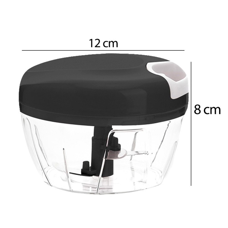 Processador De Alimentos Preto 500ml 3 Lâminas Manual A Corda