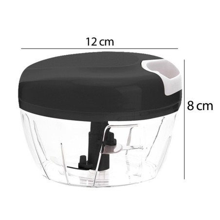 Processador De Alimentos Preto 500ml 3 Lâminas Manual A Corda
