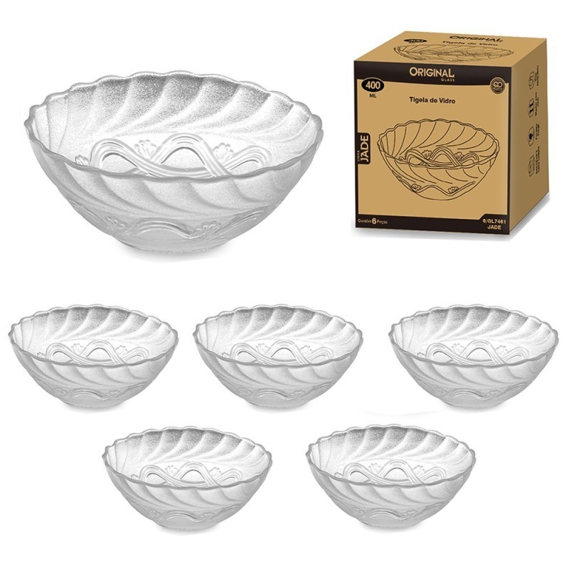 Display Tigelas De Vidro 6 Peças Linha Rubi 400ml