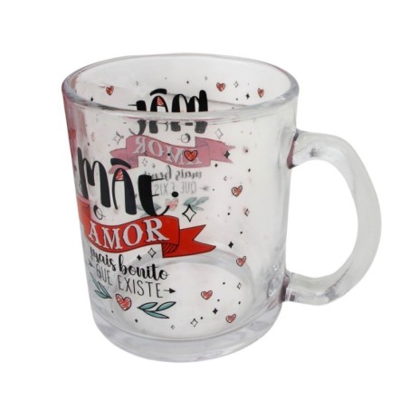 Caneca De Vidro Estampado Tema Mãe Amor Bonito 320ml