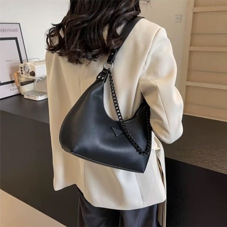 Bolsa Feminina Estilo Hobo Bag Alça Corrente E Transversal 2 Repartições