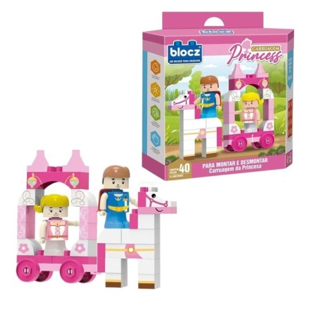 Brinquedo Blocos De Montar Carruagem Da Princesa 40 Peças