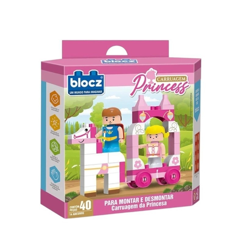 Brinquedo Blocos De Montar Carruagem Da Princesa 40 Peças