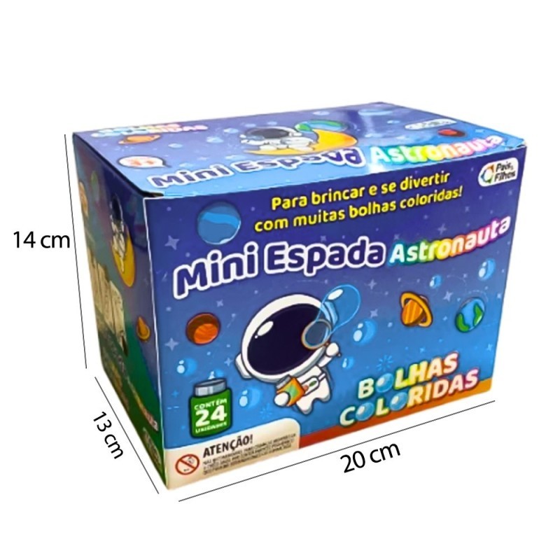 Display Lança Bolhas Mini Espada Astronauta 24 Unidades