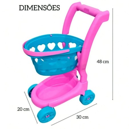 Kit Mercadinho Infantil Caixa Registradora + Carrinho Meninas - Feira Da Madrugada SP!