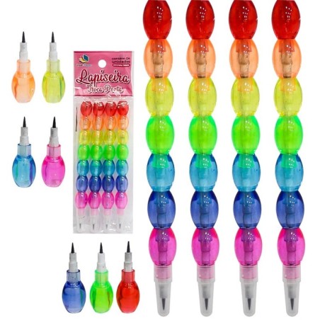 Lapiseira Arco Iris Troca Ponta 0,07MM 7 Partes 4 Peças