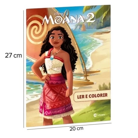 Livro Infantil Ler E Colorir Disney Princesa Moana 8 Páginas