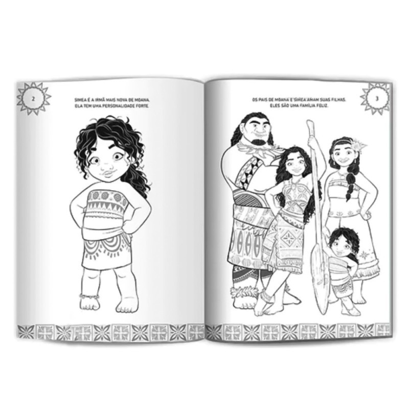 Livro Infantil Ler E Colorir Disney Princesa Moana 8 Páginas