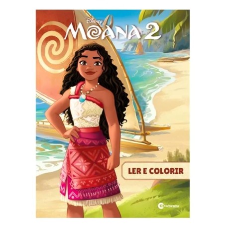 Livro Infantil Ler E Colorir Disney Princesa Moana 8 Páginas