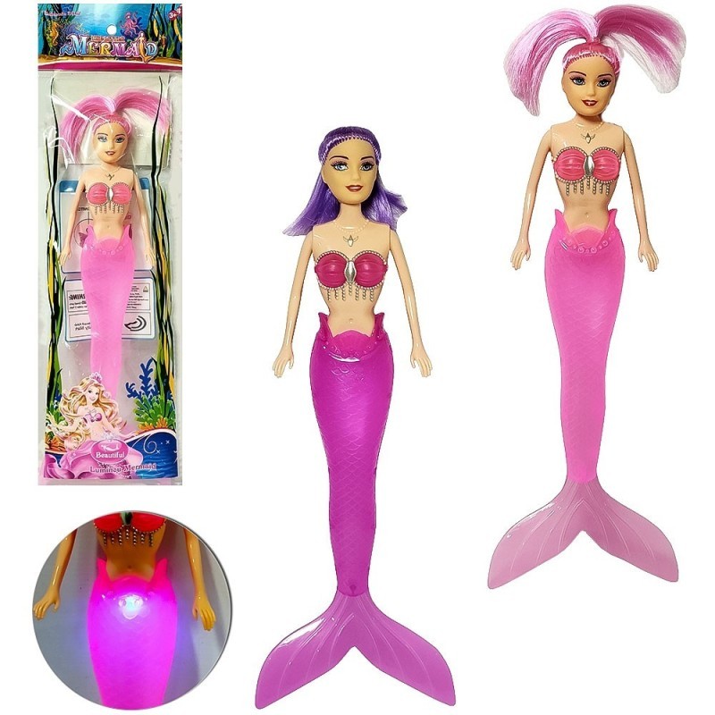 Brinquedo Boneca Pequena Sereia Com Luzes