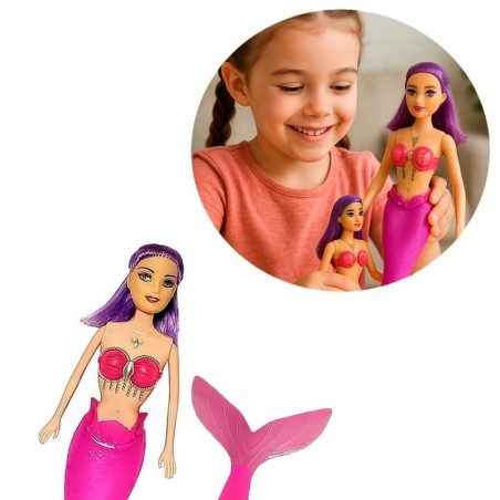 Brinquedo Boneca Pequena Sereia Com Luzes