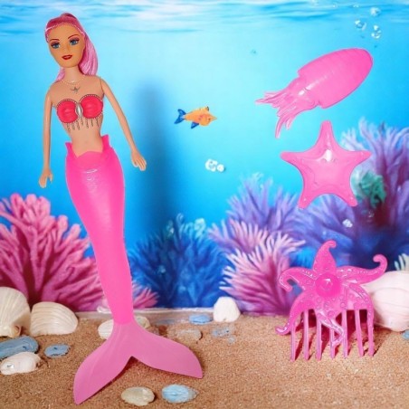 Boneca Sereia Mermaid Com Acessórios E Luz Glamour Girl