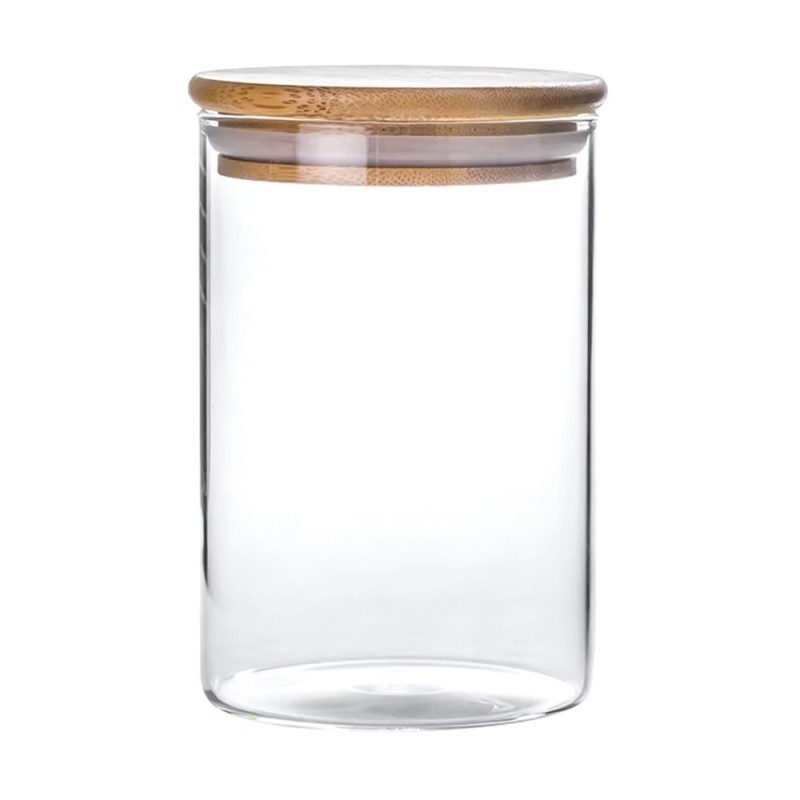 Pote De Vidro Redondo 250ml Com Tampa Hermética De Madeira