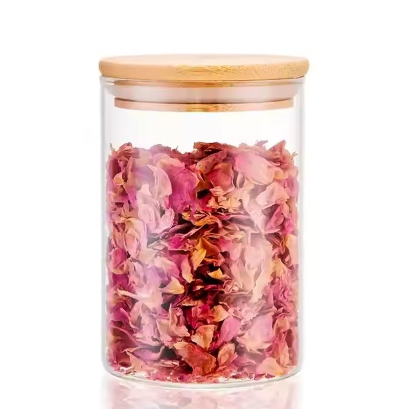 Pote De Vidro Redondo 250ml Com Tampa Hermética De Madeira
