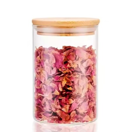 Pote De Vidro Redondo 250ml Com Tampa Hermética De Madeira