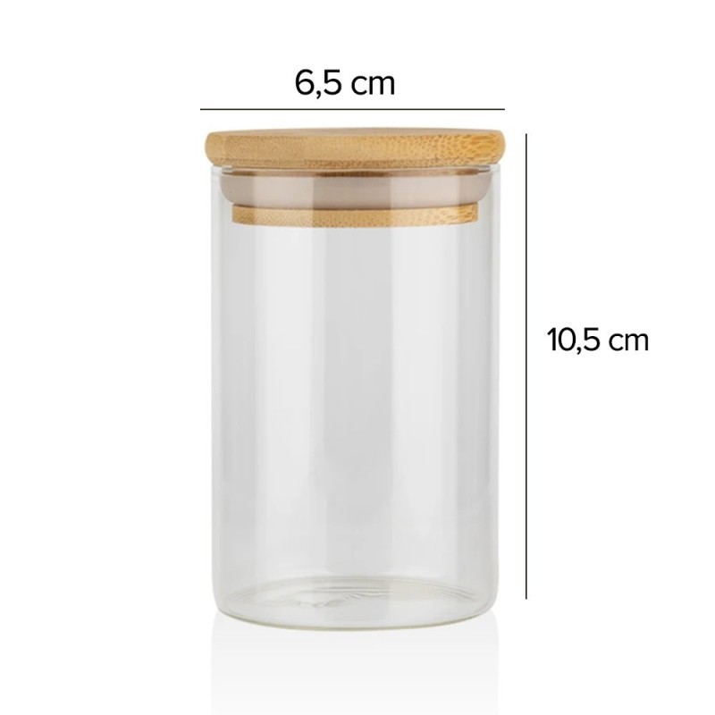 Pote De Vidro Redondo 250ml Com Tampa Hermética De Madeira