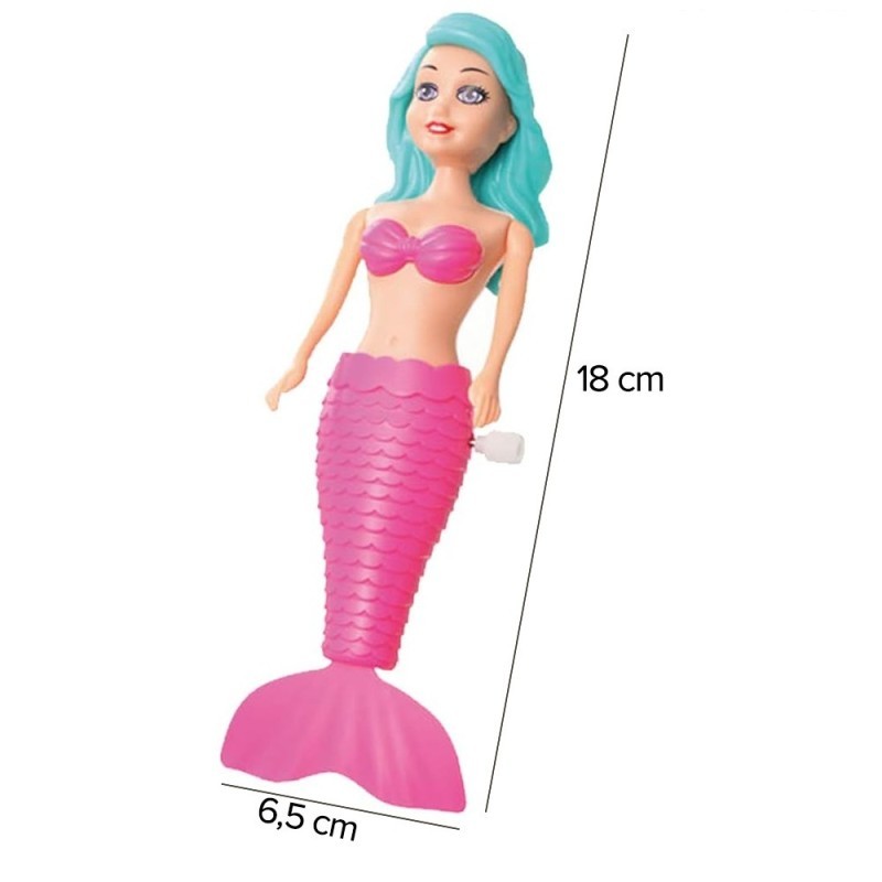 Boneca Sereia Encantada Para Banho Movida A Corda