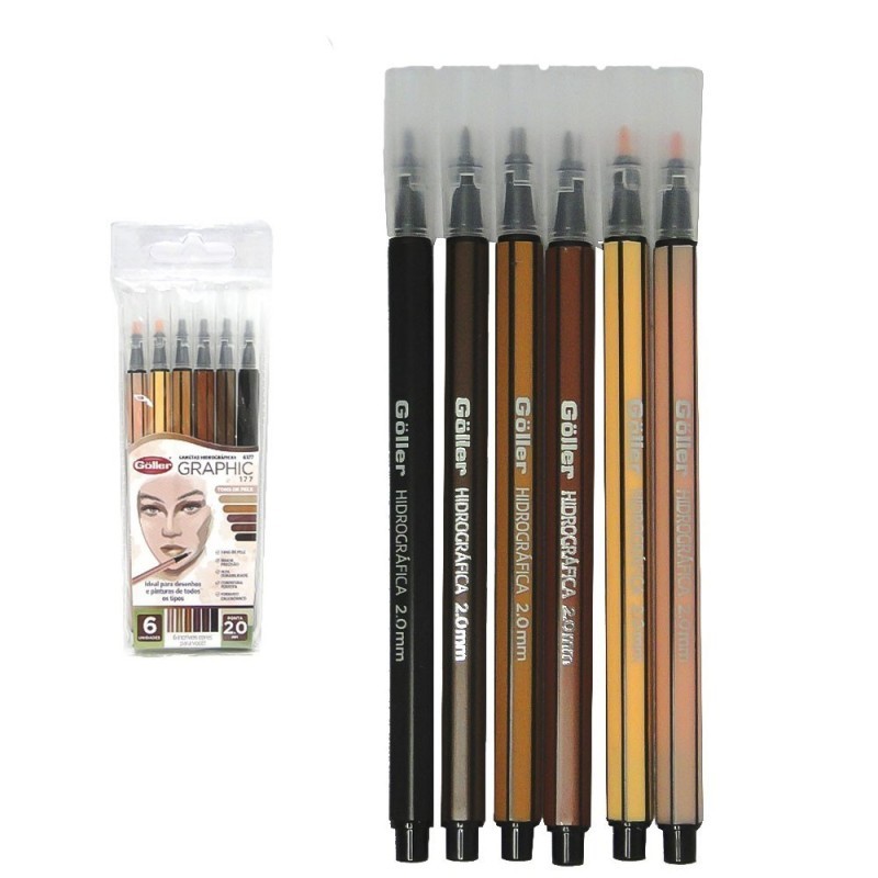 Canetas Hidrográficas Graphic Tons De Pele 2.0mm 6 Unidades