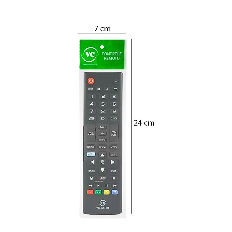 Controle Remoto Compatível Com TV LG 17 x 4,5cm