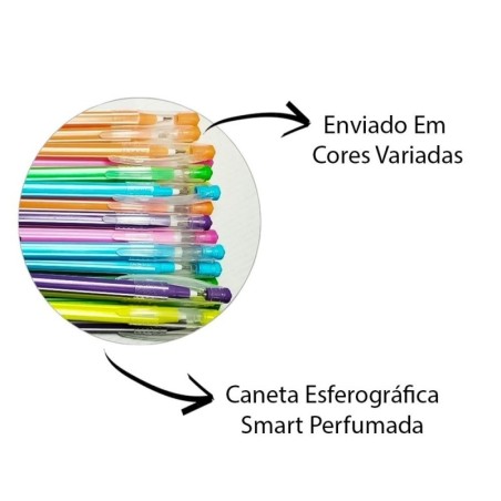 Kit 6 Canetas Esferográficas Coloridas E Perfumadas