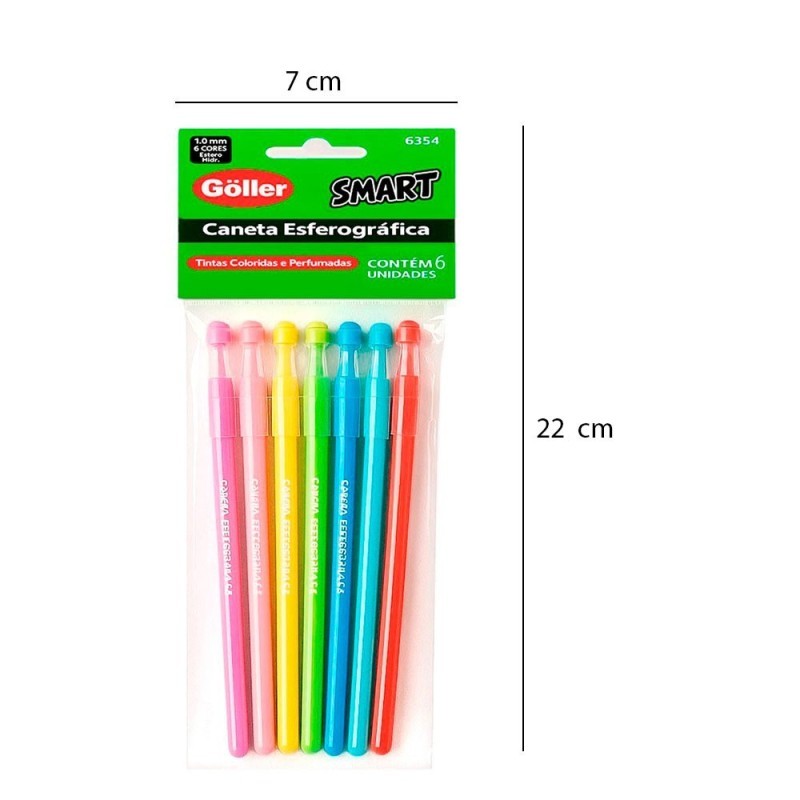Kit 6 Canetas Esferográficas Coloridas E Perfumadas