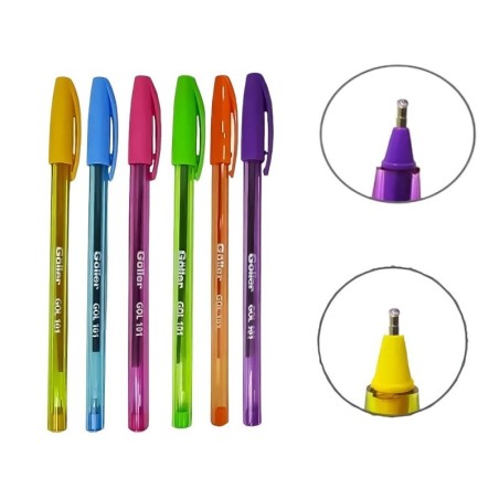 Kit Canetas Esferográficas Coloridas 6 Peças