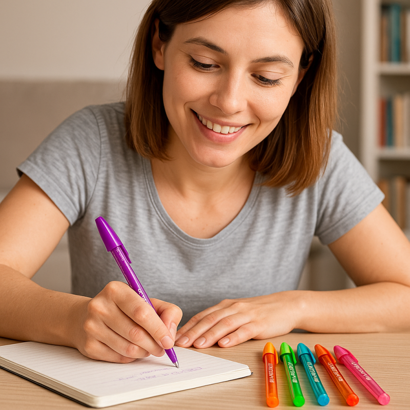 Kit Canetas Esferográficas Coloridas 6 Peças