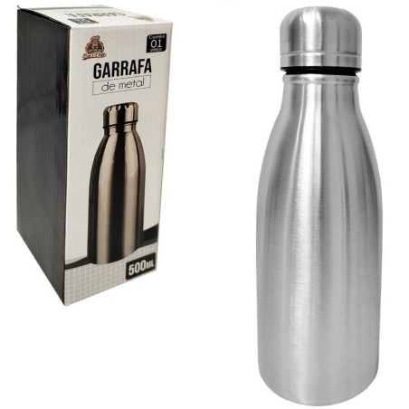 Garrafa Squeeze Em Aço Inox Com Tampa 500ml