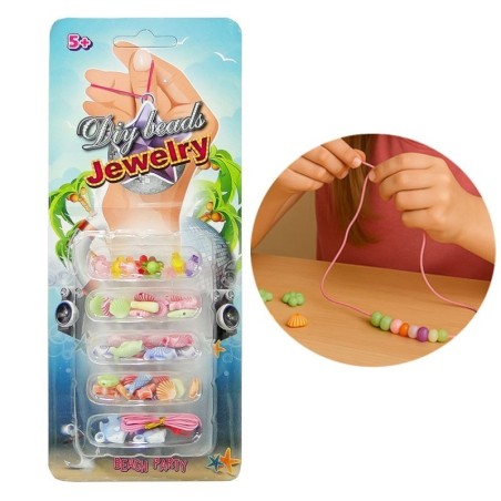 Kit Bijuteria Infantil Com 91 Miçangas Na Cartela