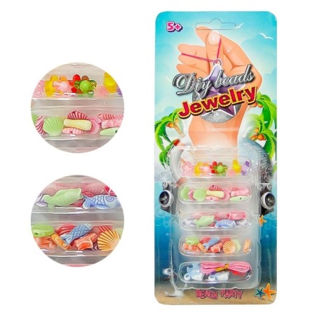 Kit Bijuteria Infantil Com 91 Miçangas Na Cartela