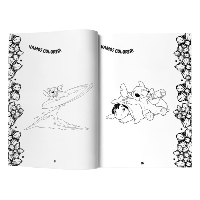 Livro De Colorir Lilo E Stitch 36 Páginas Com 500 Adesivos