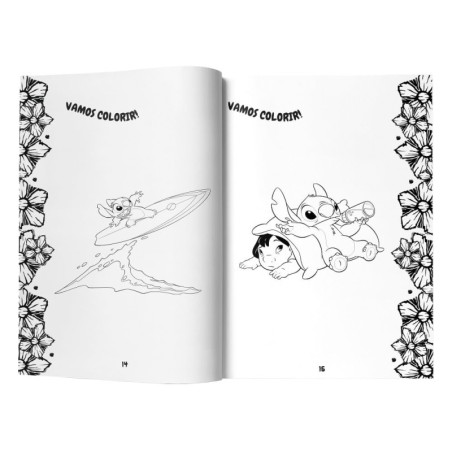 Livro De Colorir Lilo E Stitch 36 Páginas Com 500 Adesivos