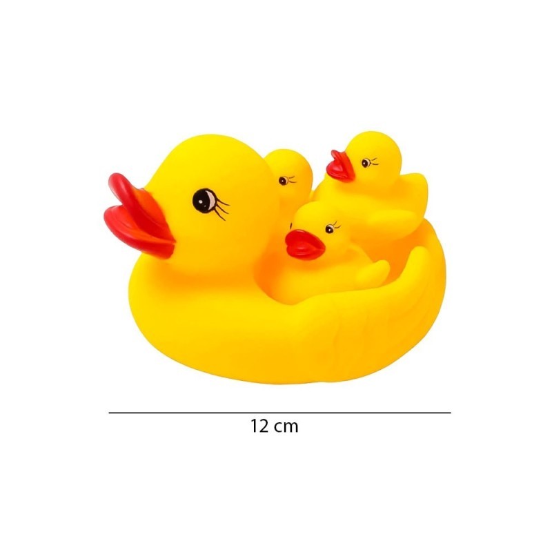 Kit Animal Patinhos Mamãe E Filhotes Em Vinil 4 Peças