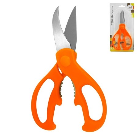 Tesoura De Cozinha Em Inox Multiuso Cabo Laranja 8,5"
